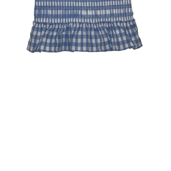Impeccable Pig Women Skirt Lined Check Ruffle Hem Elastic Waist‎ Blue Medium NWT - Picture 3 of 7